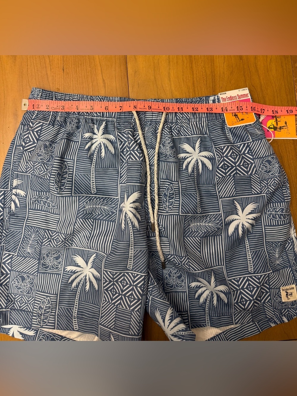 NWT The Endless Summer Palm Print Volley Swim Trunks | Coastal Surf Travel | M - Picture 11 of 12